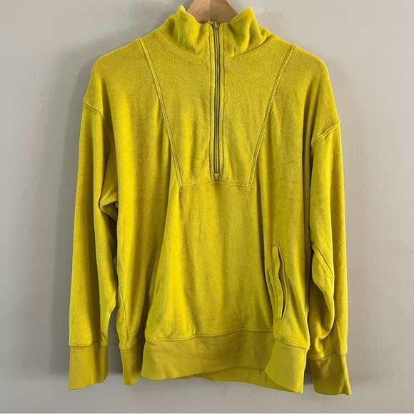 aerie Tops - Offline by aerie Half zip mock neck terry pullover top Ladies size small yellow